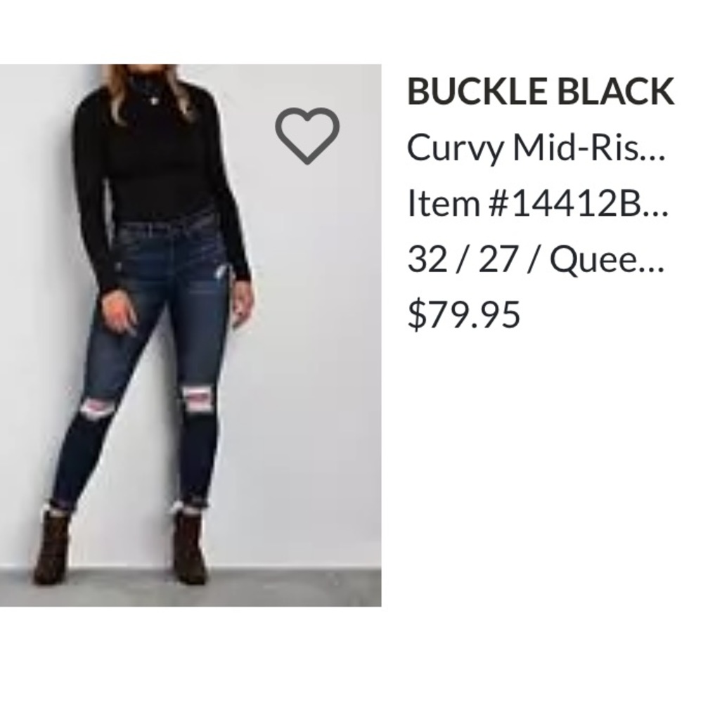 Buckle Black 32/27 curvy ankle skinny jeans.
STYLE BBW1336A | SKU 140395